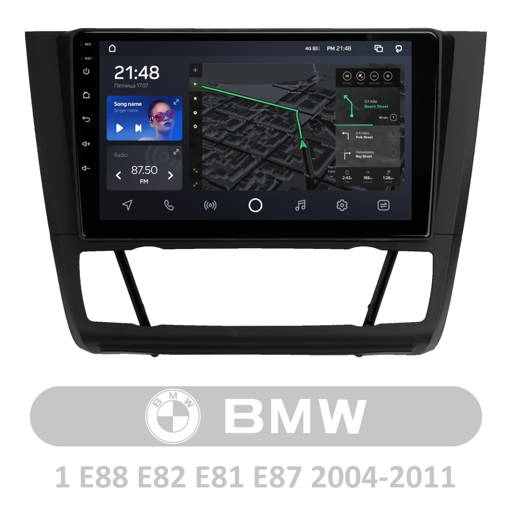 Штатна магнітола AMS T910 6+128 Gb BMW 1 E88 E82 E81 E87 2004-2011 (F2) 9" (L2)