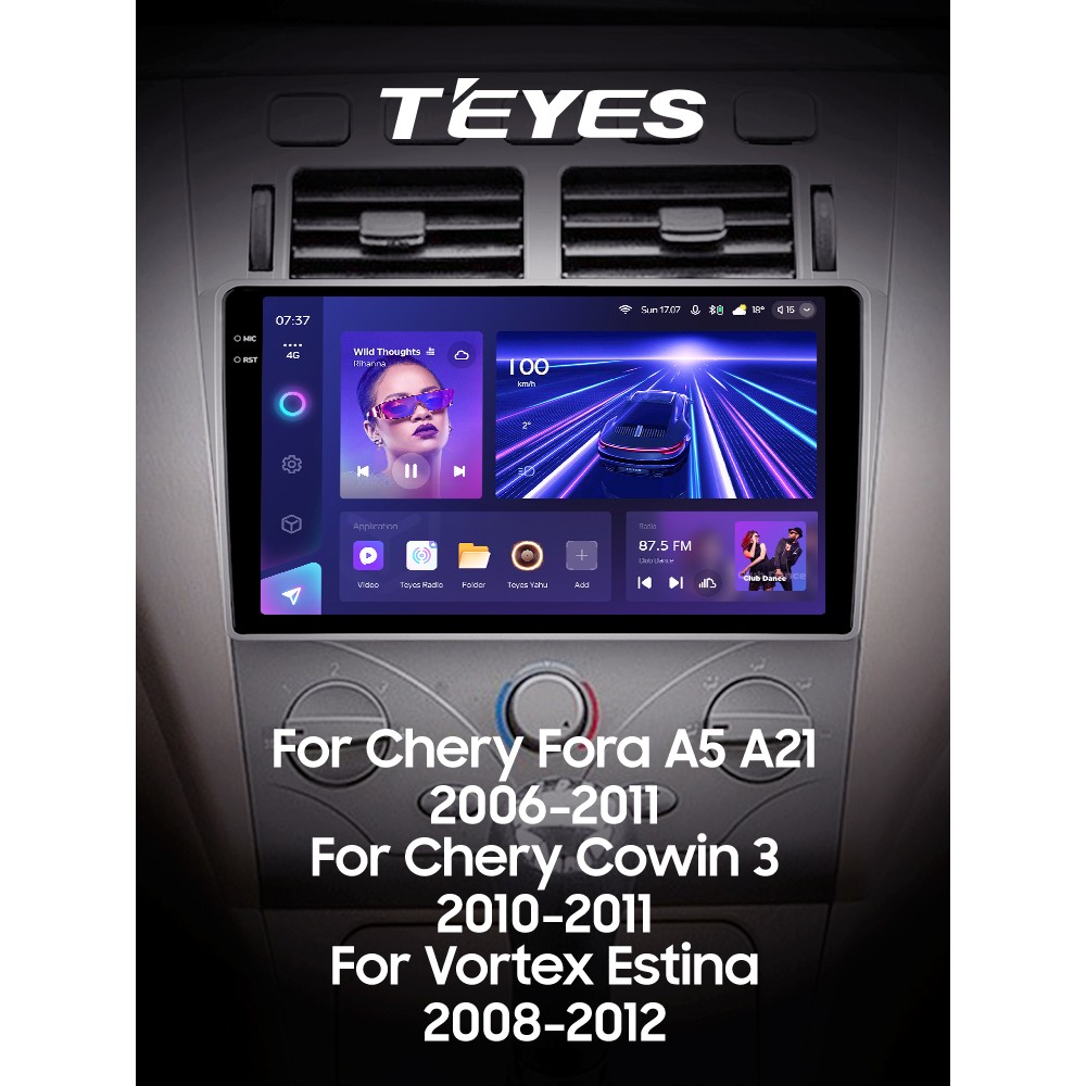Штатна магнітола Teyes CC3 3+32 Gb Chery A5 A21 2006-2010 Cowin 3 A21 2010-2011 Vortex Estina 2008-2012 9" 2k