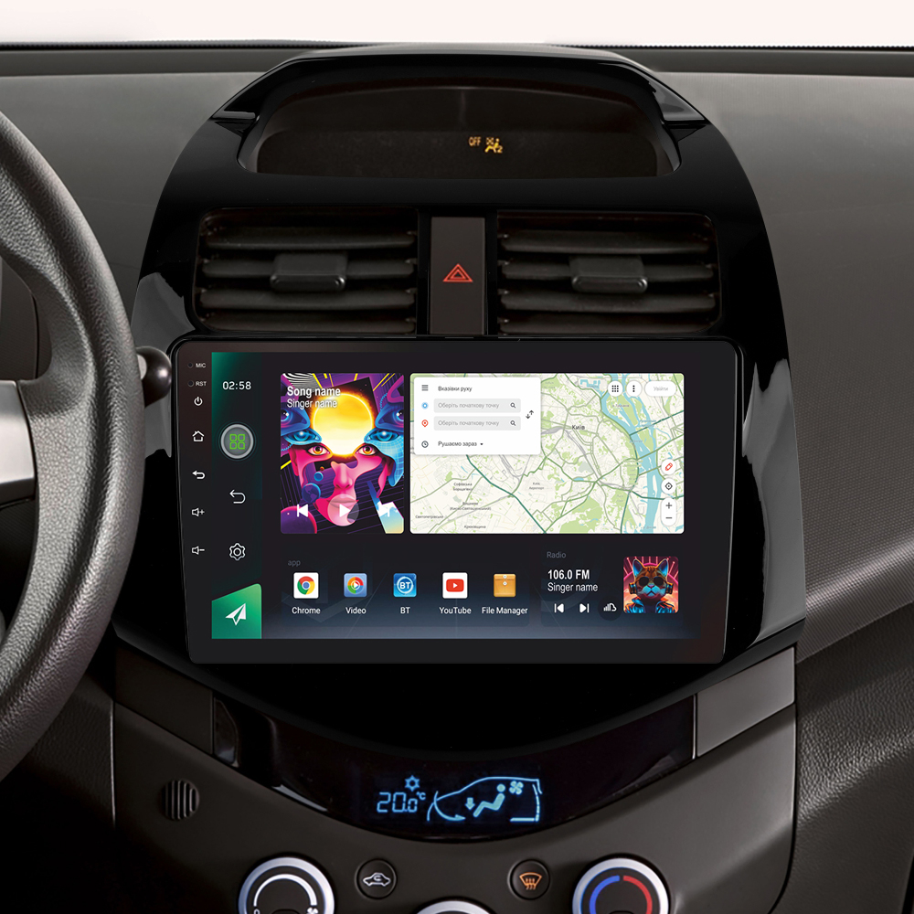 Автомобільна штатна магнітола SIGMA PRO 98128 ANDROID 12 8+128 Gb 4G DSP Chevrolet Spark M300 2009 - 2016 (F1) 9" 2k