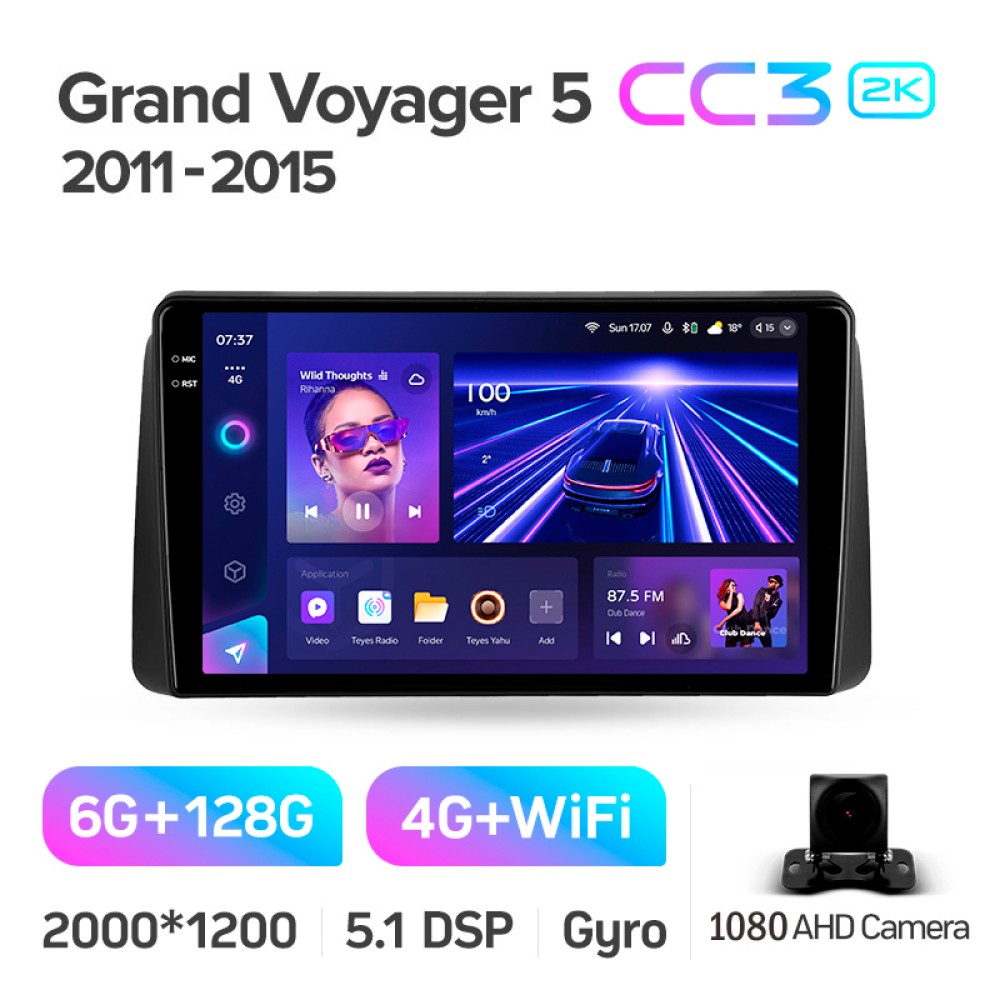 Штатна магнітола Teyes CC3 6+128 Gb Chrysler Grand Voyager 5 2011-2015 9" 2k (L1)