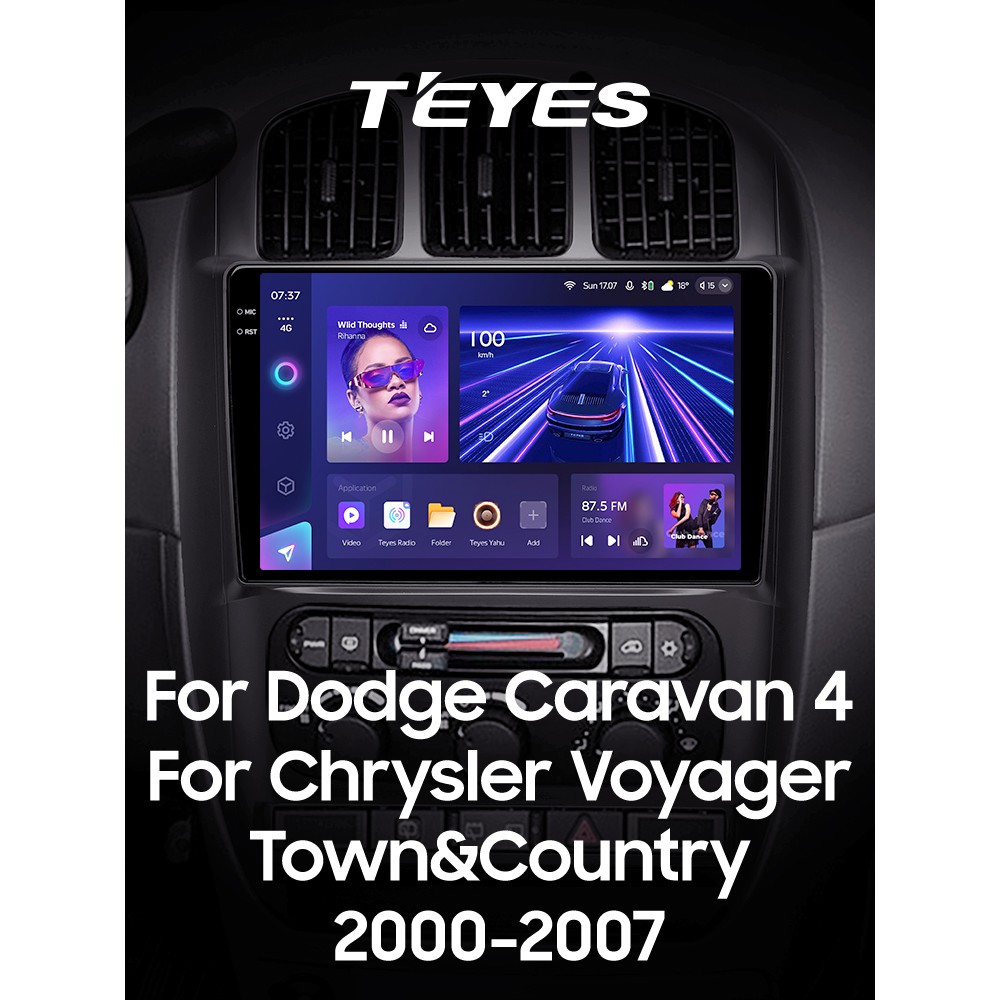 Штатна магнітола Teyes CC3 4+64 Gb Dodge Caravan 4 For Chrysler Voyager RG RS For Town & Country RS 2000-2007 (B) 10" 2k (L1)