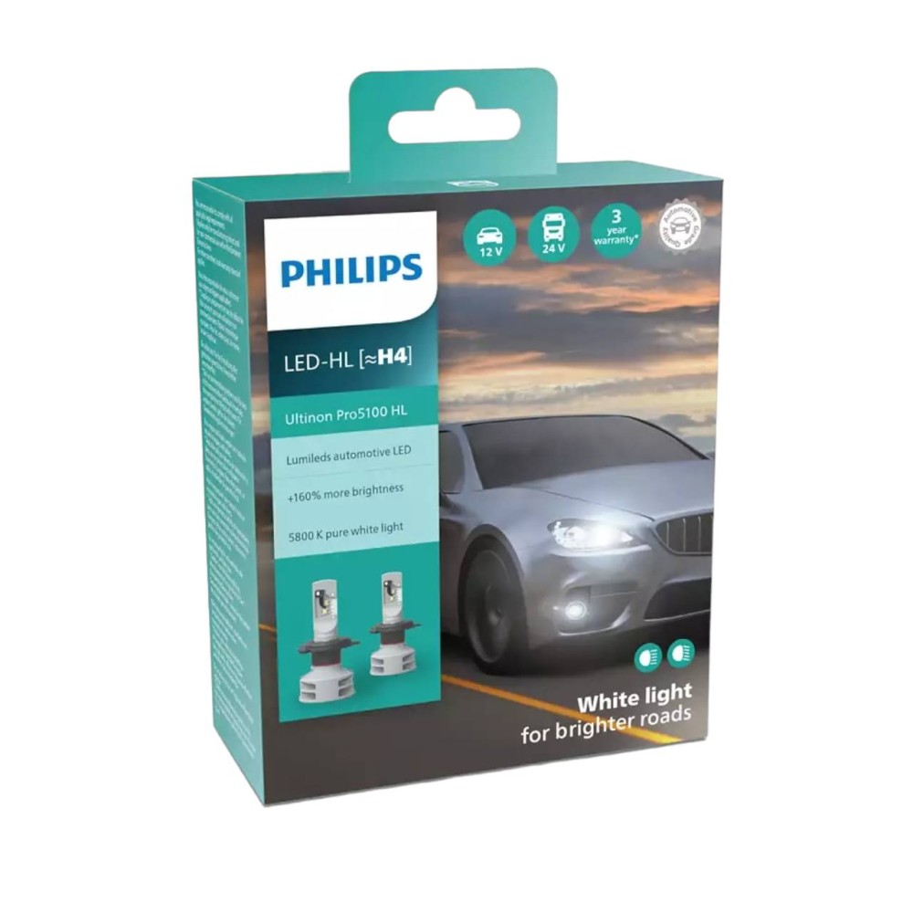 Led лампи Philips Ultinon Pro5100 +160% H4 12/24V 11258U51X2 (2 шт.)