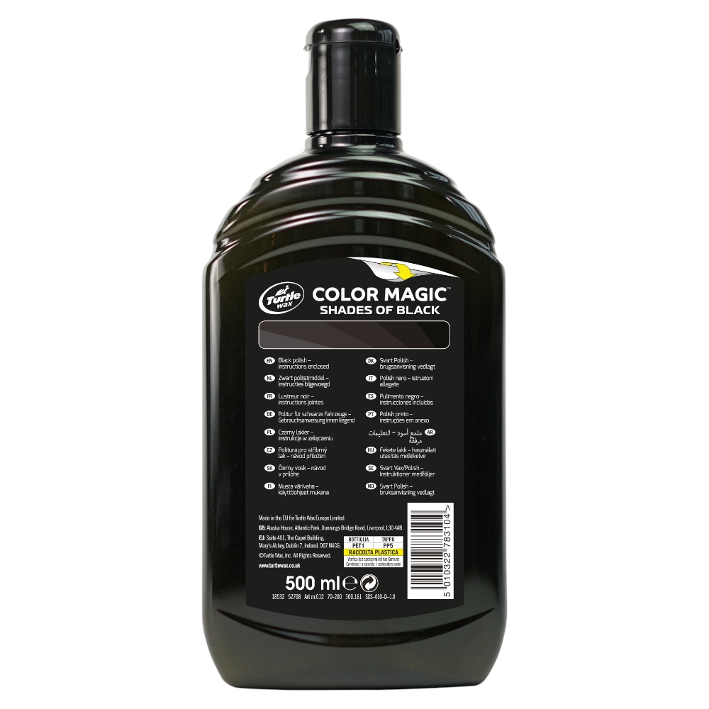 Поліроль для кузова з відновленням кольору Turtle Wax Color Magic Black чорна 500 мл