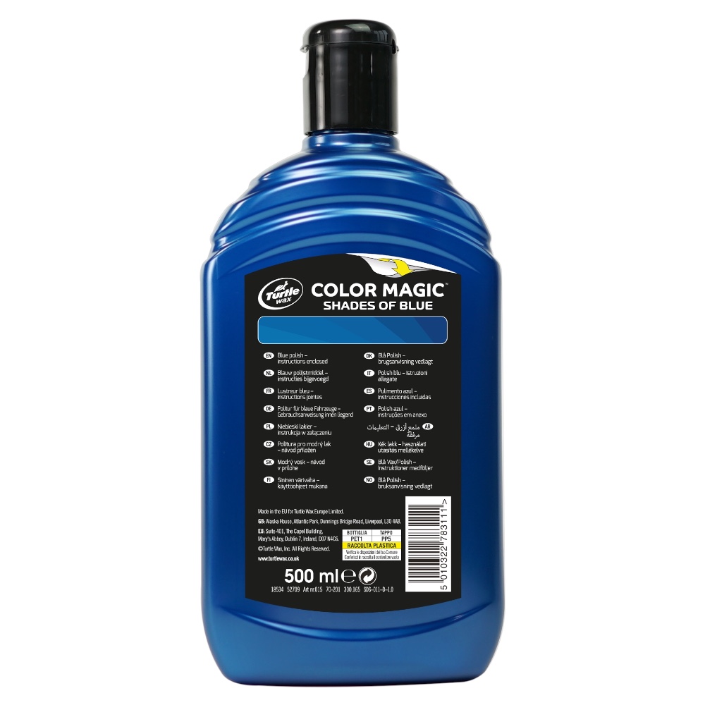 Поліроль для кузова з відновленням кольору Turtle Wax Color Magic Blue синя 500 мл