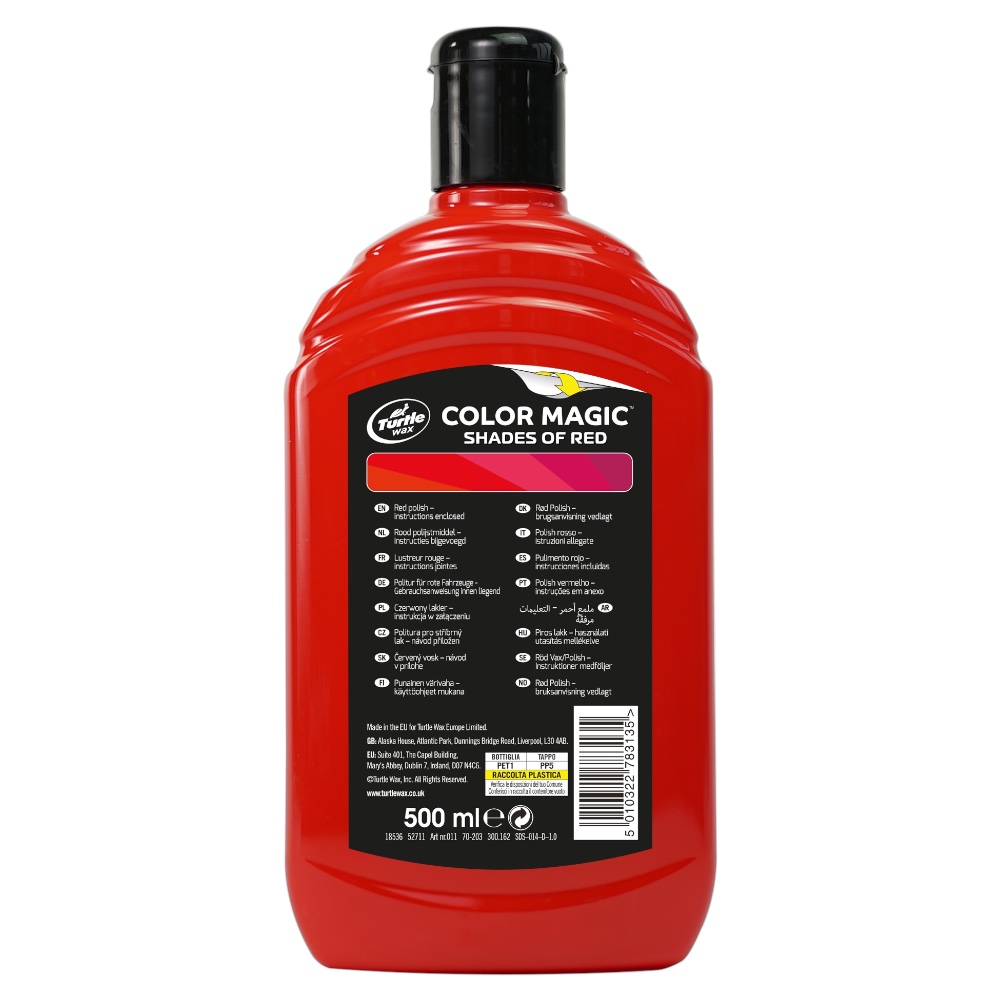 Поліроль для кузова з відновленням кольору Turtle Wax Color Magic Red червона 500 мл