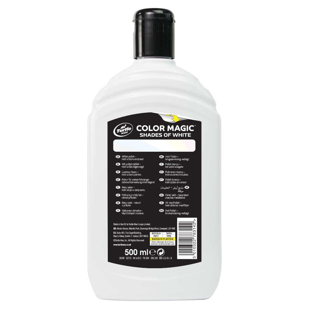 Поліроль для кузова з відновленням кольору Turtle Wax Color Magic White біла 500 мл