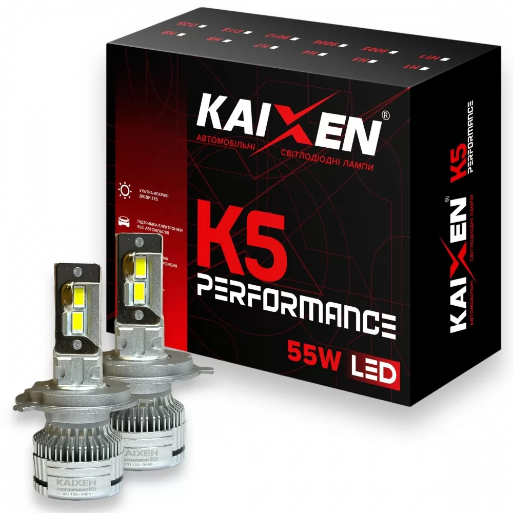 Led лампы KAIXEN K5 H4 55W 6000K с обманкой