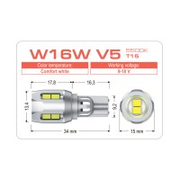 Світлодіодні Led лампи EXTREME W16W V5 T15 5500K Canbus Світлодіодні Led лампи EXTREME W16W V5 T15 5500K Canbus