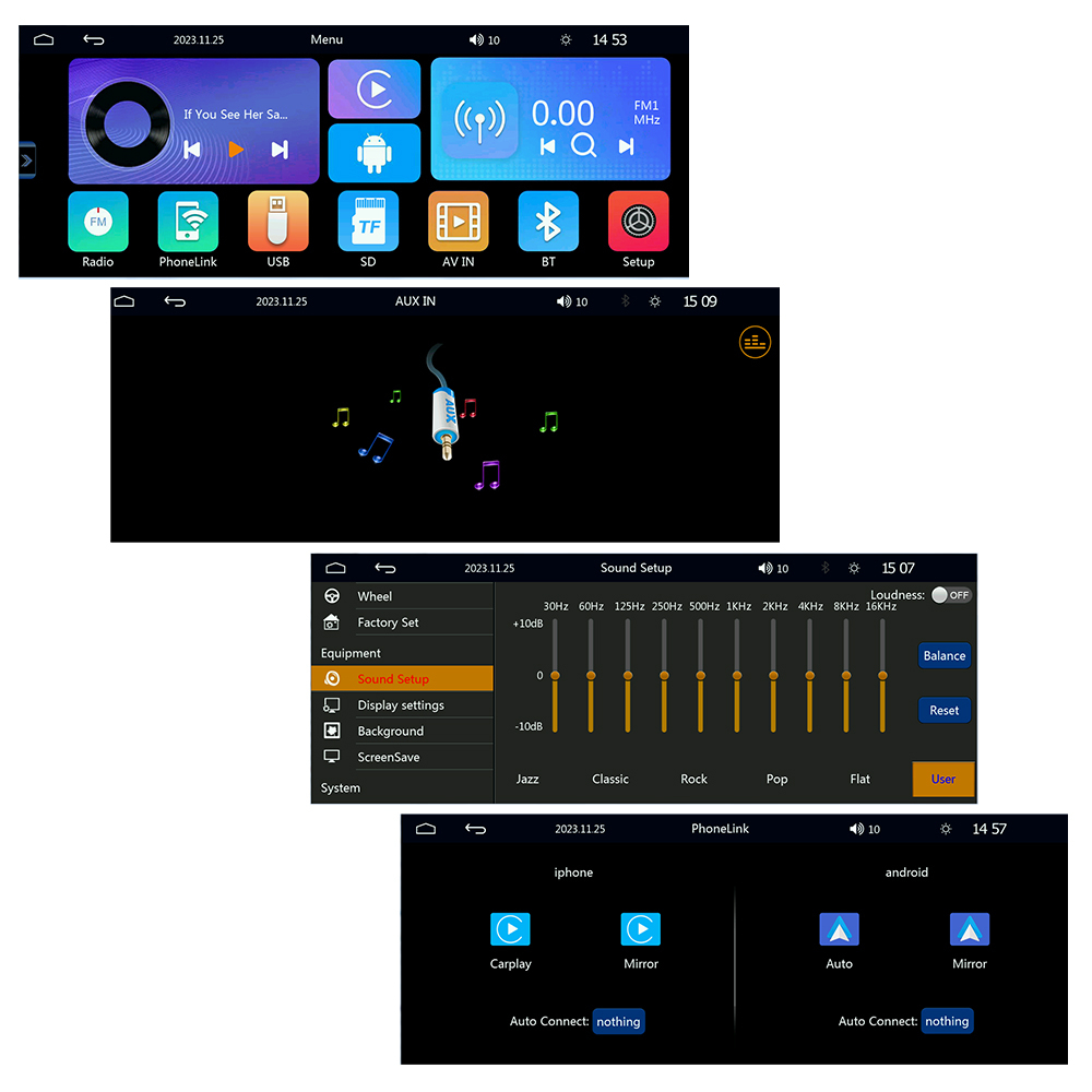 Сенсорна автомобільна магнітола 1Din CYCLONE MP-5004 CarPlay/Android Auto