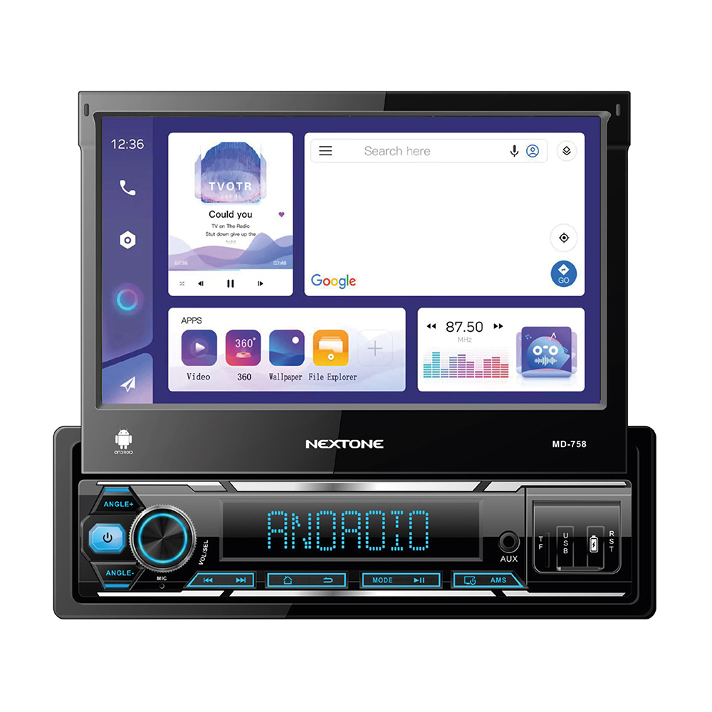 Автомобільна магнітола 1Din Nextone MD-758 CarPlay/Android Auto з виїзним екраном