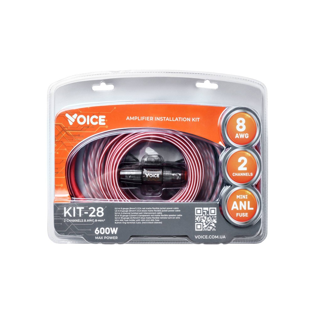 Проводка для подключения 2-х канального усилителя Voice KIT-28