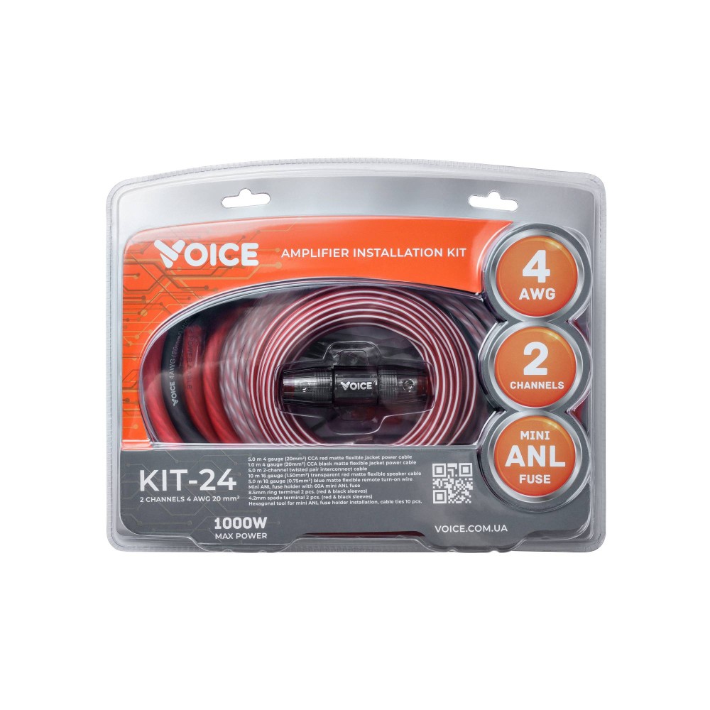 Проводка для подключения 2-х канального усилителя Voice KIT-24