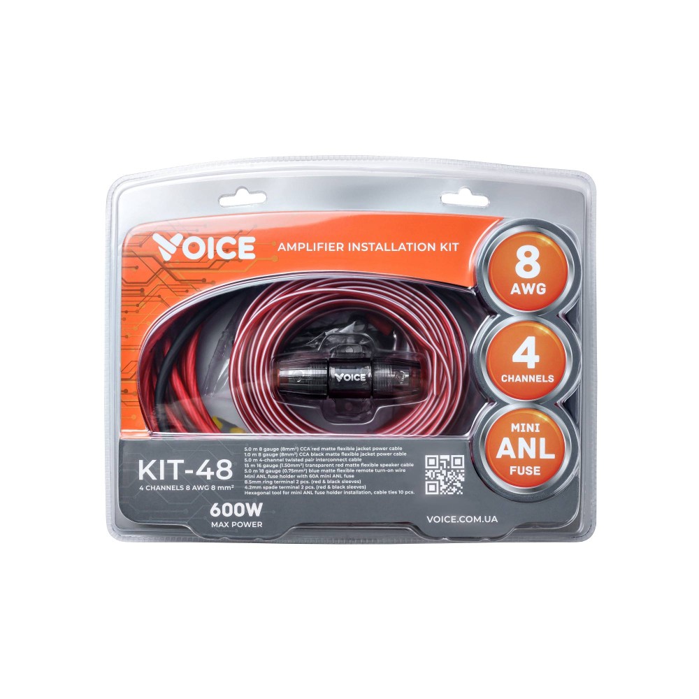 Проводка для подключения 4-х канального усилителя Voice KIT-48