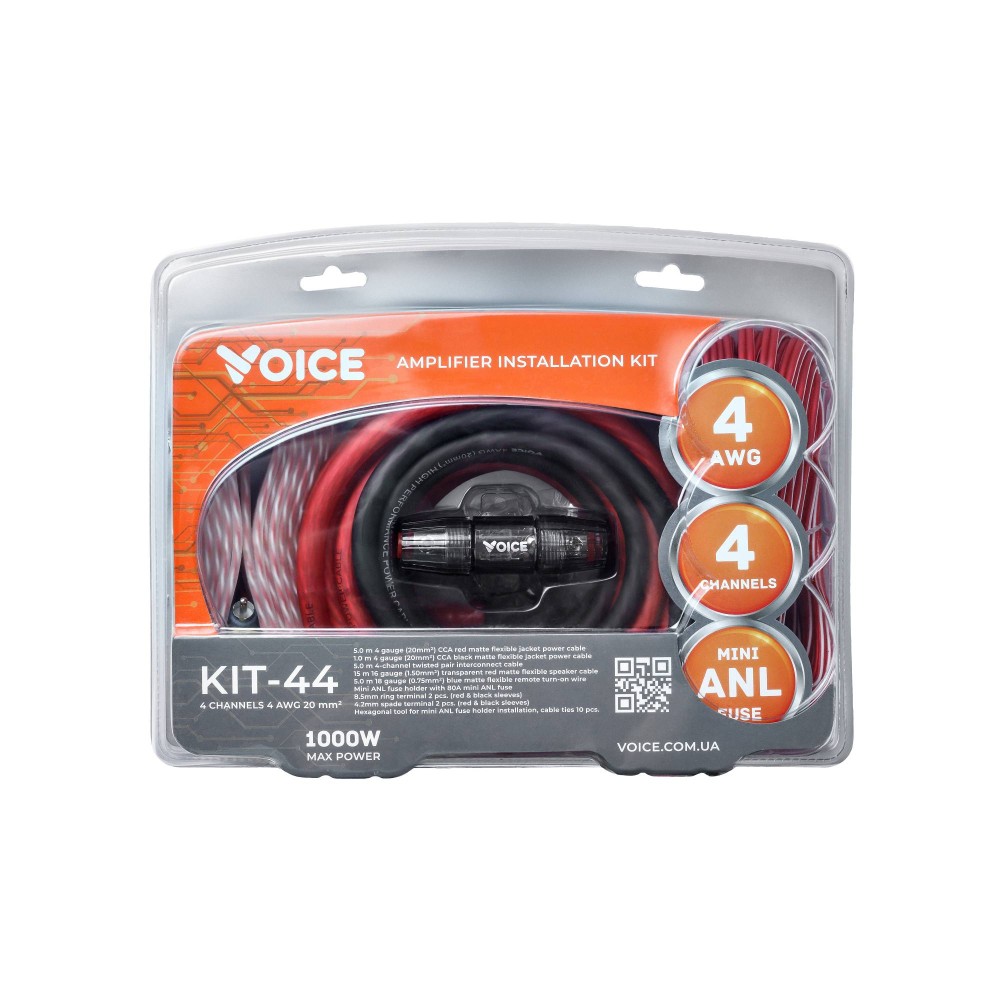 Проводка для подключения 4-х канального усилителя Voice KIT-44