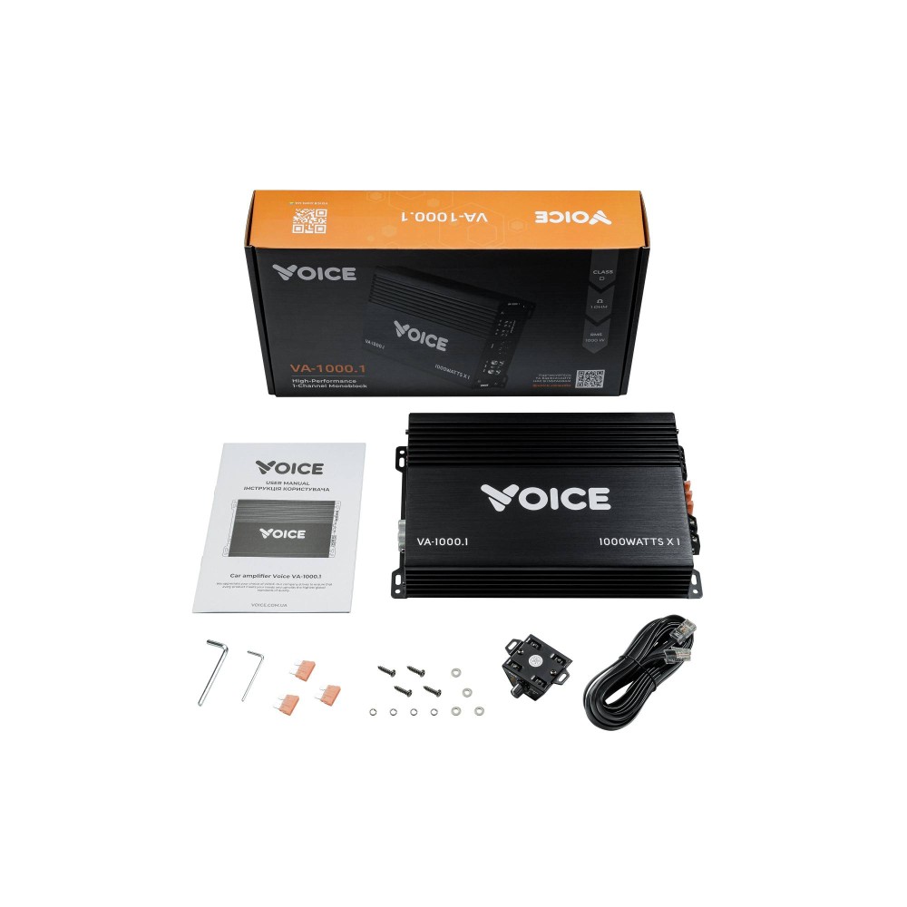 Автомобільний одноканальний підсилювач звуку Voice VA1000.1 для сабвуфера
