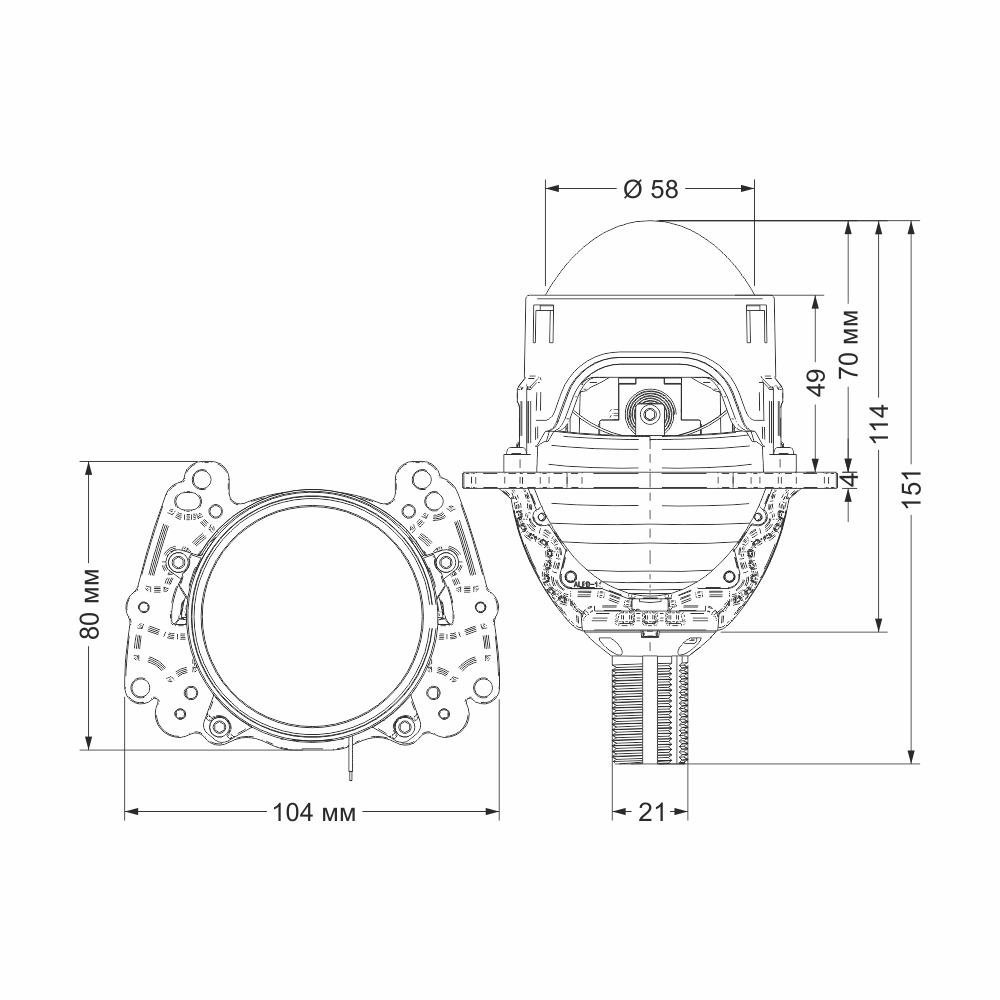 Светодиодные Bi-Led линзы AMS Original A1 2.5″ 63W