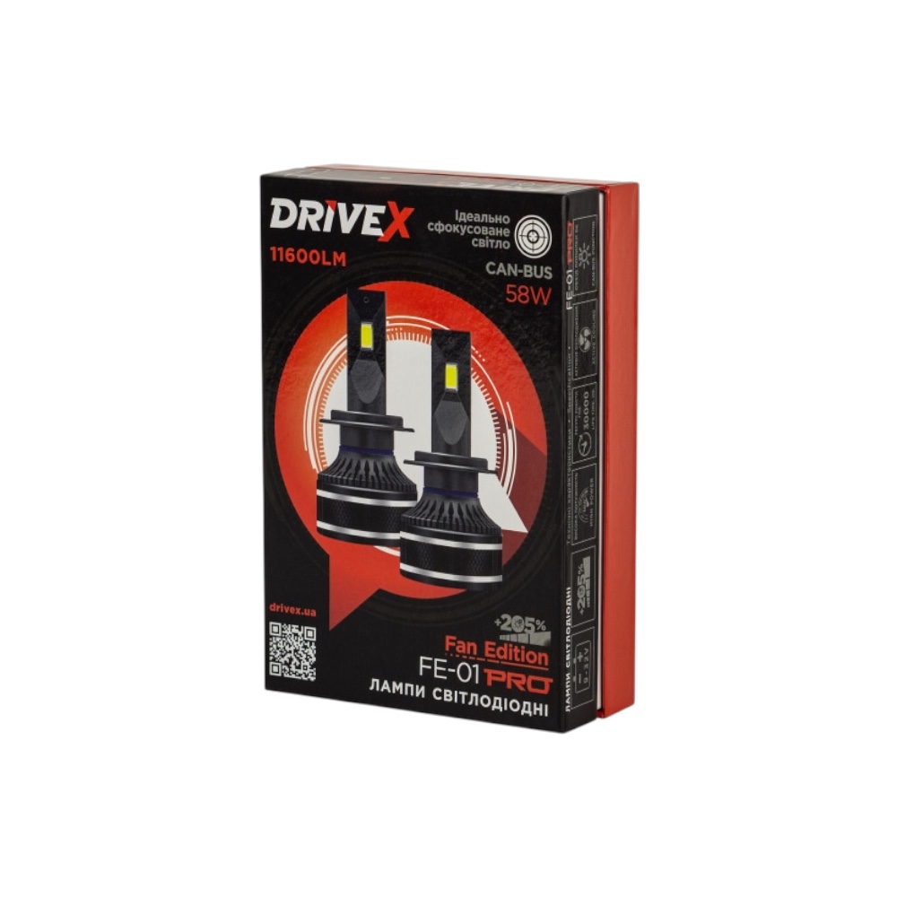 LED лампи автомобільні DriveX FE-01 PRO H4 58W CAN 9-32V 6000K