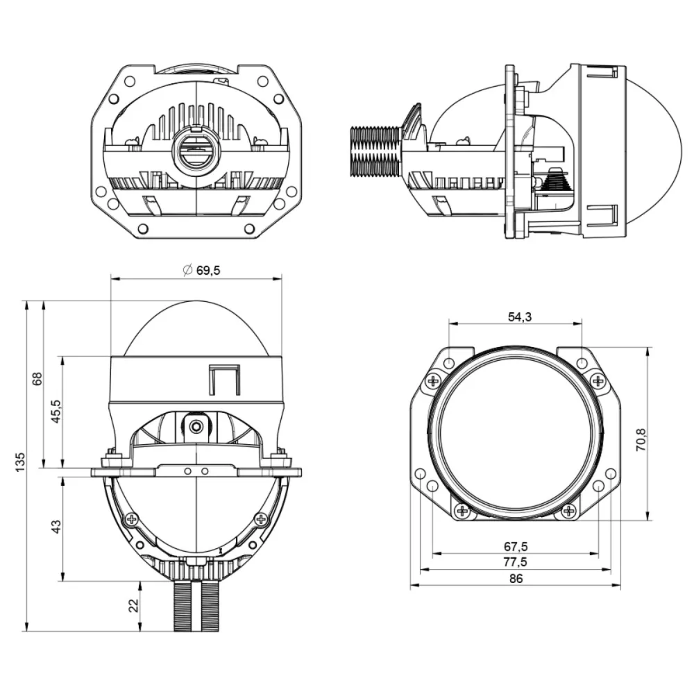 Автомобільні Bi-Led лінзи CYCLONE i3 40/50W 2.5 дюйми
