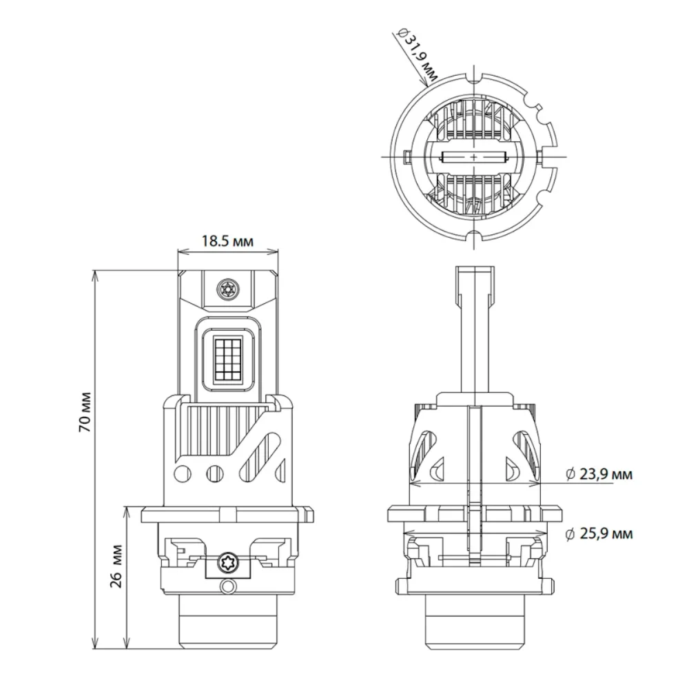 Комплект LED ламп DECKER LED PL-07 6000K D2S под штатный блок розжига