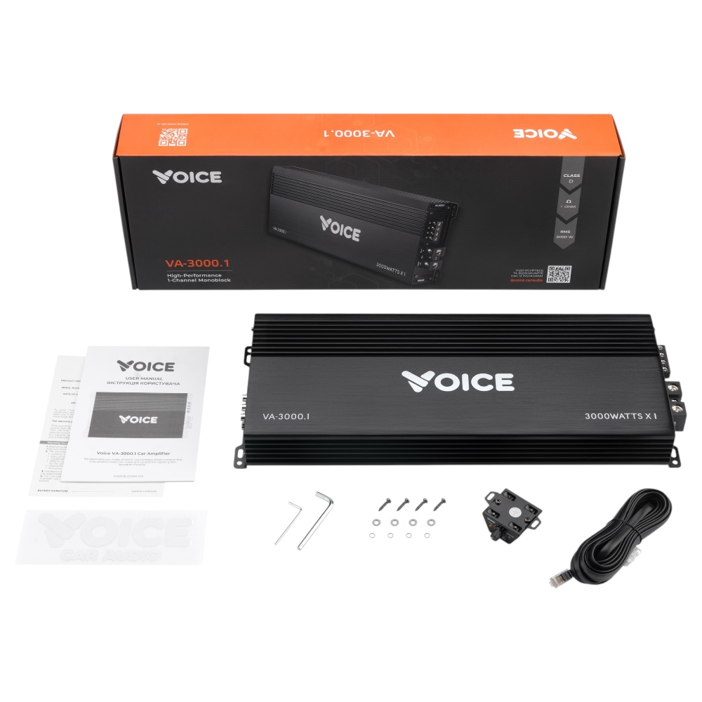 Автомобільний одноканальний підсилювач звуку Voice VA-3000.1 - потужний моноблок