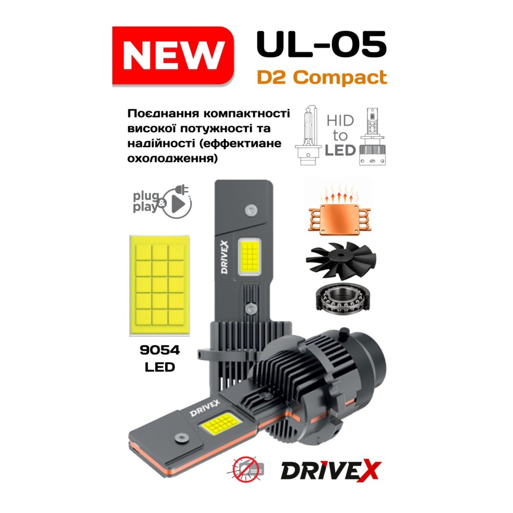 LED лампи DriveX D2S UL-05 (New 2026) під штатний блок розпалу