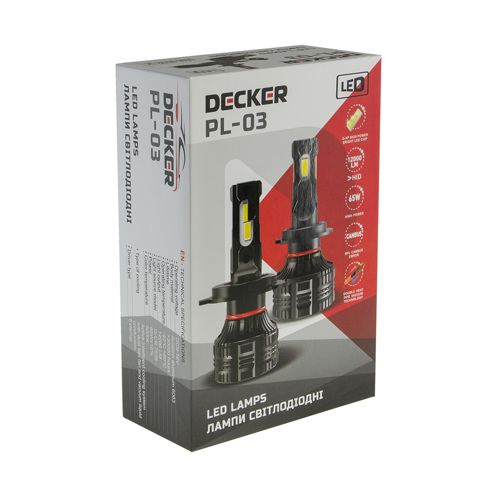 Комплект Led ламп DECKER LED  PL-03 65W 5000K HB4 (9006)
