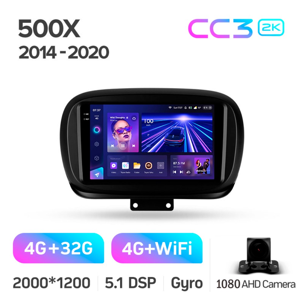 Штатна магнітола Teyes CC3 4+32 Gb Fiat 500X 2014-2020 9" 2k (L1)