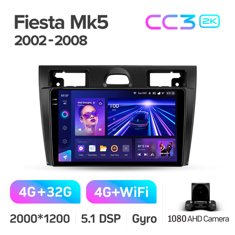Штатная магнитола Teyes CC3 4+32 Gb Ford Fiesta Mk VI 5 Mk5 2002 - 2008 9" 2k