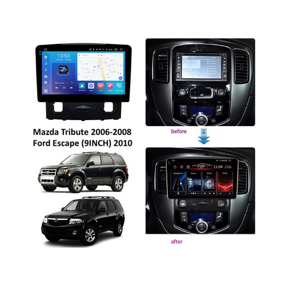 Штатна магнітола FORS.auto FS 4 MAX для Mazda Tribute 2006-2008/Ford Escape (4+32Gb, 9") 2010+