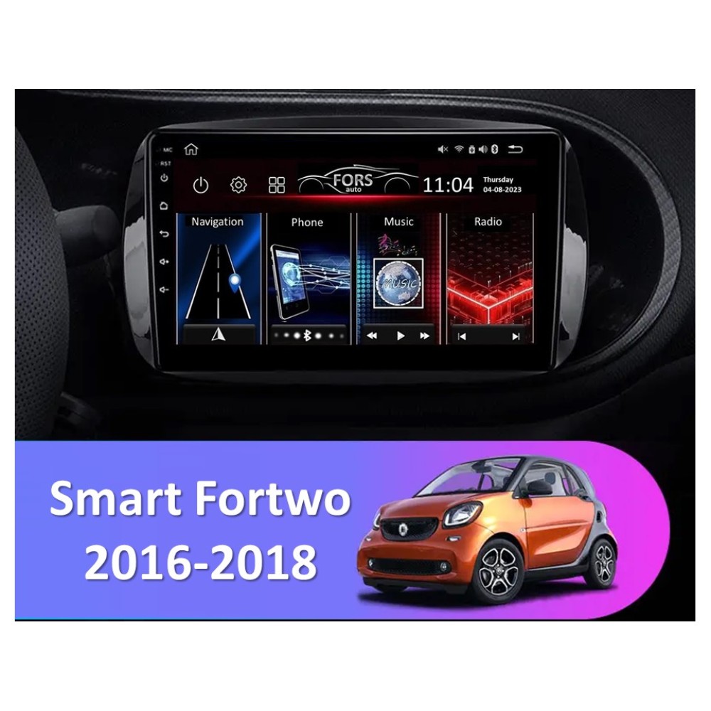 Штатна магнітола FORS.auto М300 для Smart Fortwo (3+32Gb, 9") 2016-2018