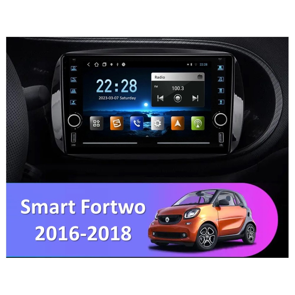 Штатна магнітола FORS.auto K100 для Smart Fortwo (1+16Gb, 8") 2016-2018