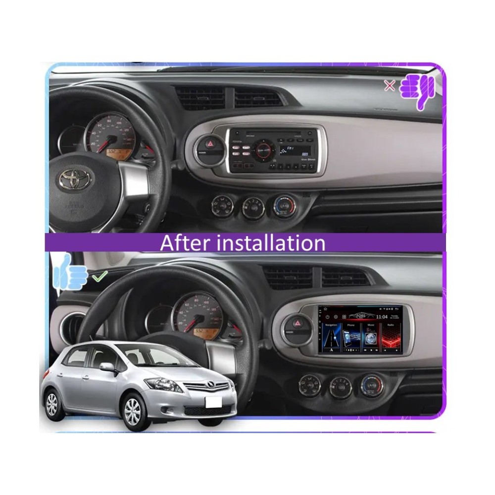 Штатна магнітола FORS.auto М300 для Toyota Yaris/Vitz (3+32Gb, 9") 2010-2014