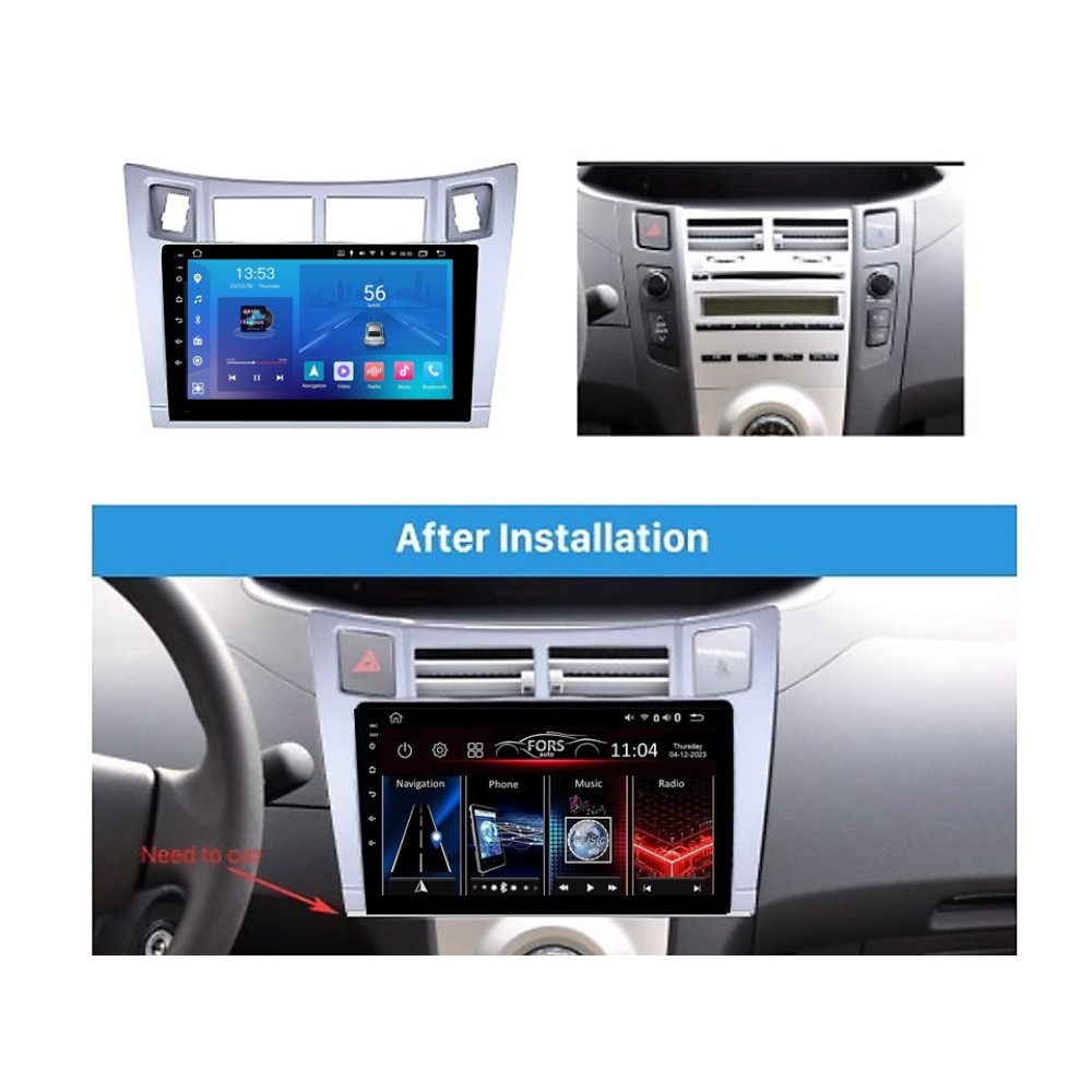 Штатна магнітола FORS.auto FS 1 LITE для Toyota Yaris/Vitz/Platz (1+32Gb, 9", silver) 2005-2011