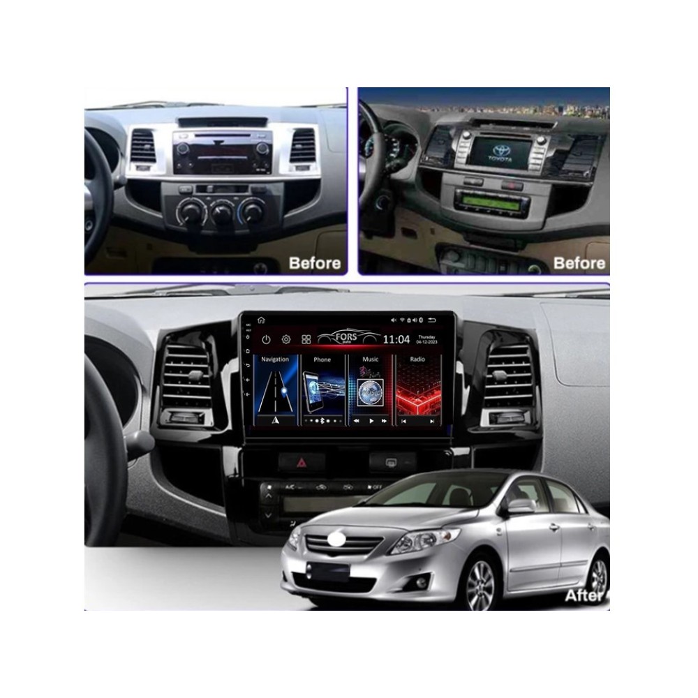 Штатна магнітола FORS.auto М300 для Toyota Fortuner/Vigo/Hilux (3+32Gb, 9", Manual AC, black) 2007-2014