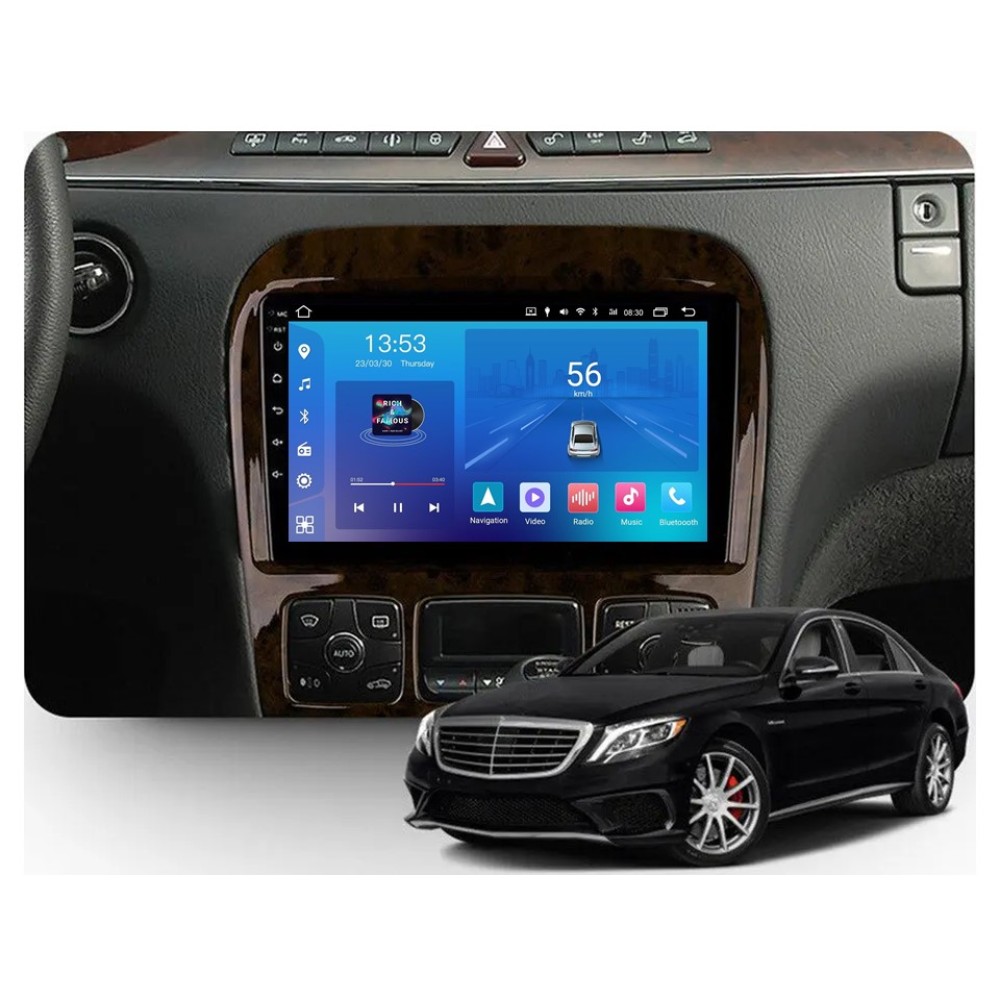 Штатна магнітола FORS.auto FS 1 LITE для Mercedes-Benz S-Class W220-коричневий (1+32Gb, 9") 1998-2005
