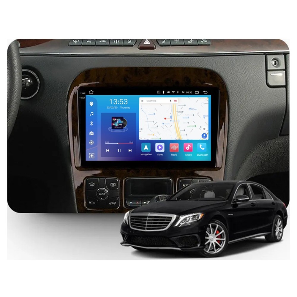 Штатна магнітола FORS.auto FS 2 PRO для Mercedes-Benz S-Class W220-коричневий (2+32Gb, 9") 1998-2005
