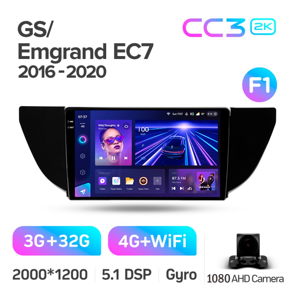 Штатна магнітола Teyes CC3 3+32 Gb Geely GS 2016-2020 Emgrand EC7 1 2018-2020 (F1) 9" 2k