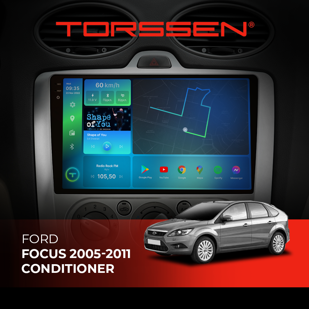 Штатна магнітола Torssen 2K Ford Focus 05-11 conditioner F9432 4G Carplay DSP