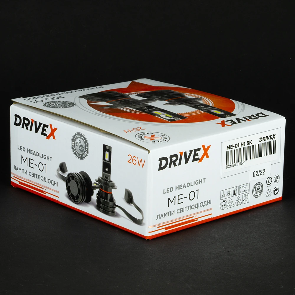 LED лампи автомобільні DriveX ME-01 H4 H/L 5000K LED 26W 9-32V