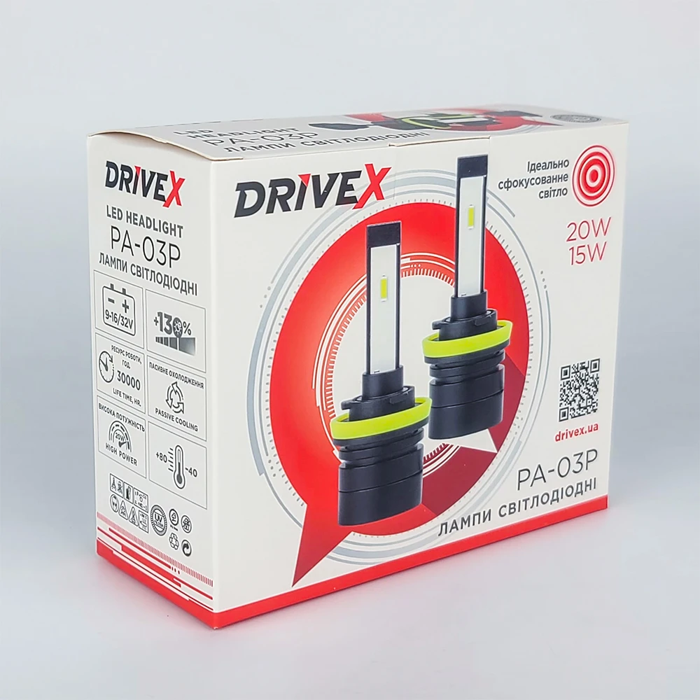 LED лампи автомобільні DriveX PA-03P H3 9-16V 15W 6000K к-т.
