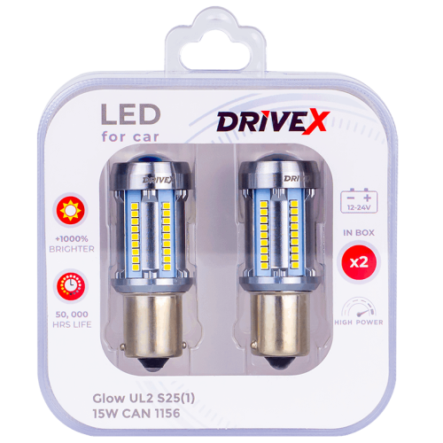 Led лампи DriveX Glow UL2 1156/P21W 12V 15W CAN 2600Lm  BA15S к-т.