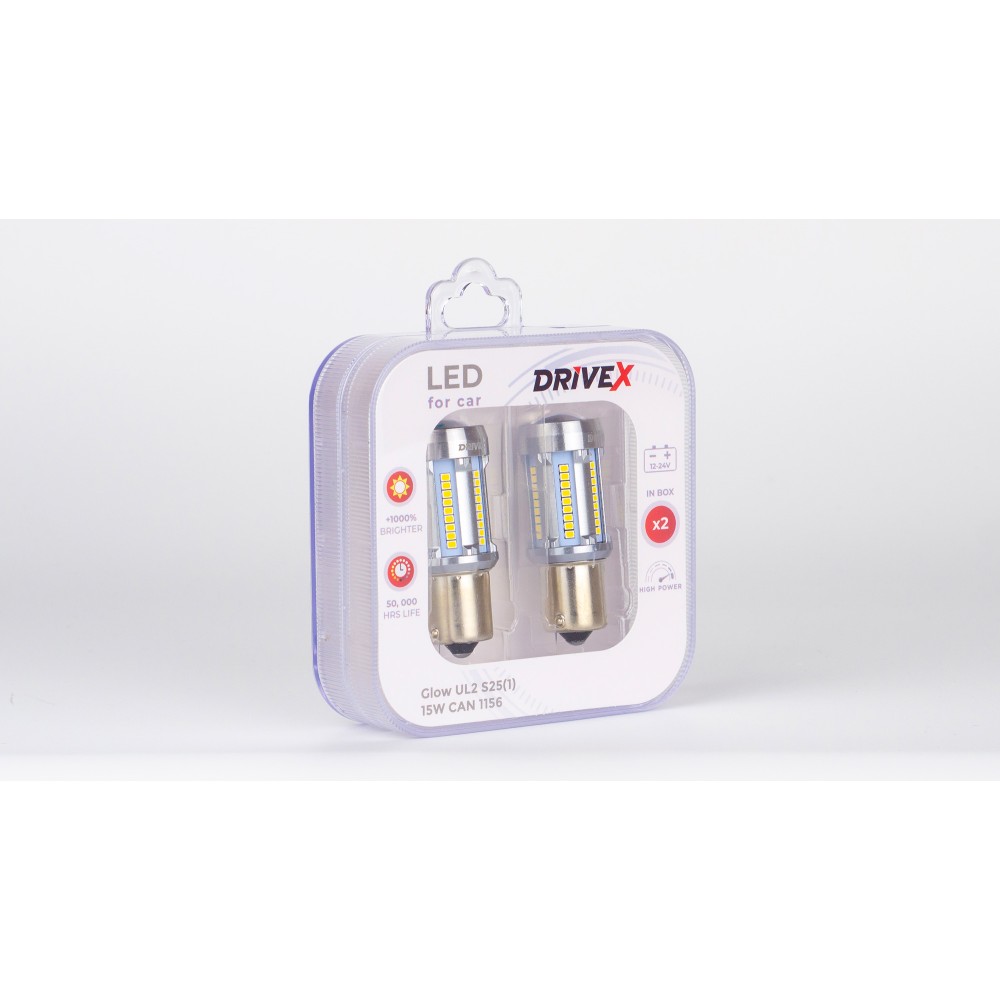 Led лампи DriveX Glow UL2 1156/P21W 12V 15W CAN 2600Lm  BA15S к-т.