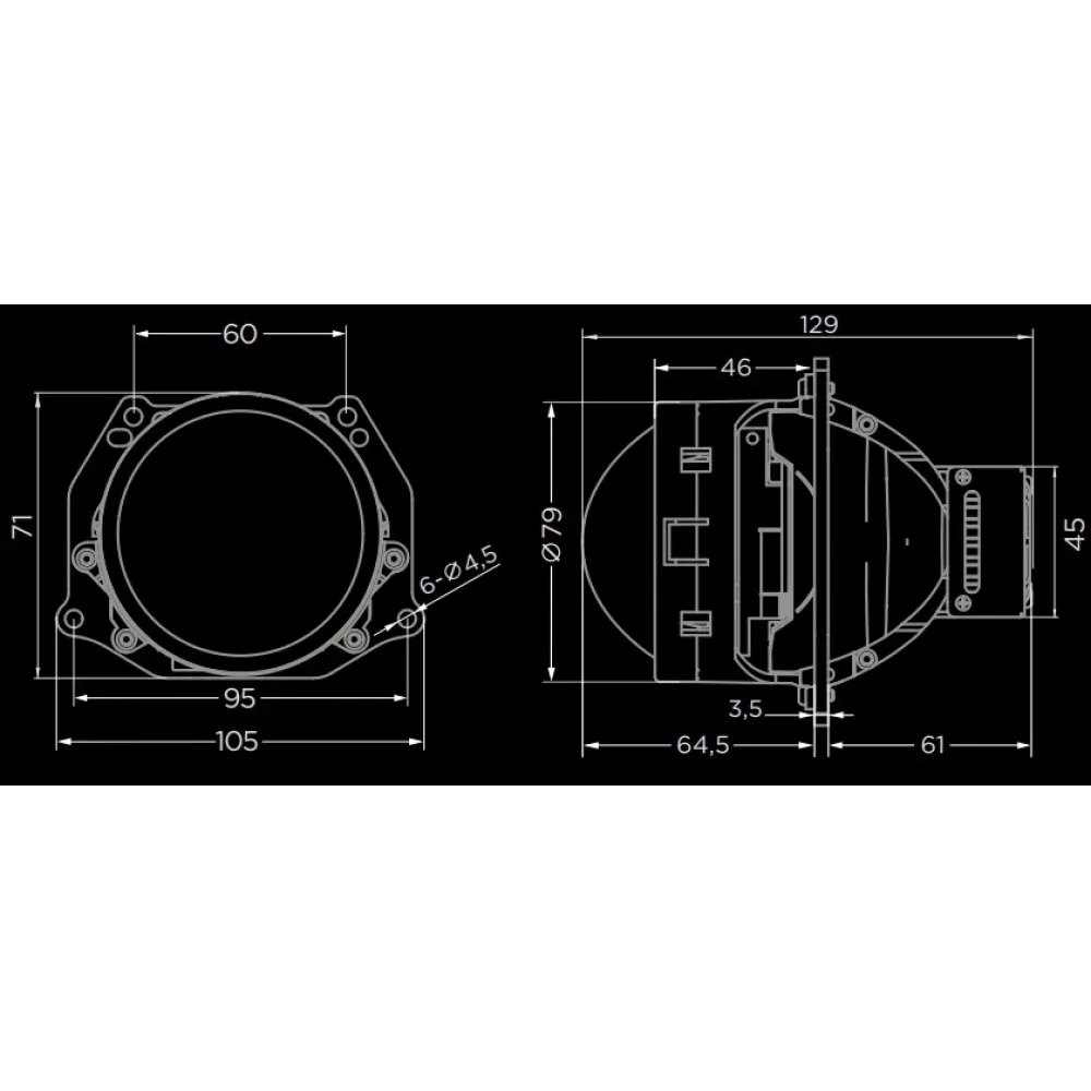 Світлодіодні лінзи у фари DriveX BiLED STM-1 45W/55W 12V Dual-chip