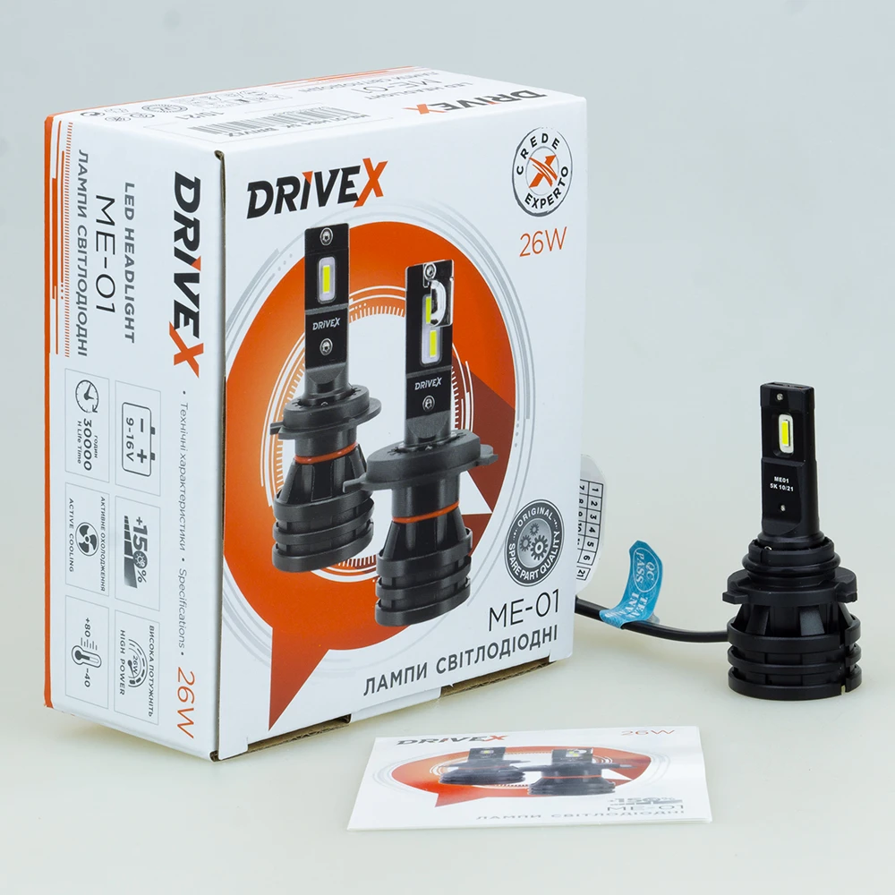 LED лампи автомобільні DriveX ME-01 HB4(9006) 5000K LED 26W 9-32V