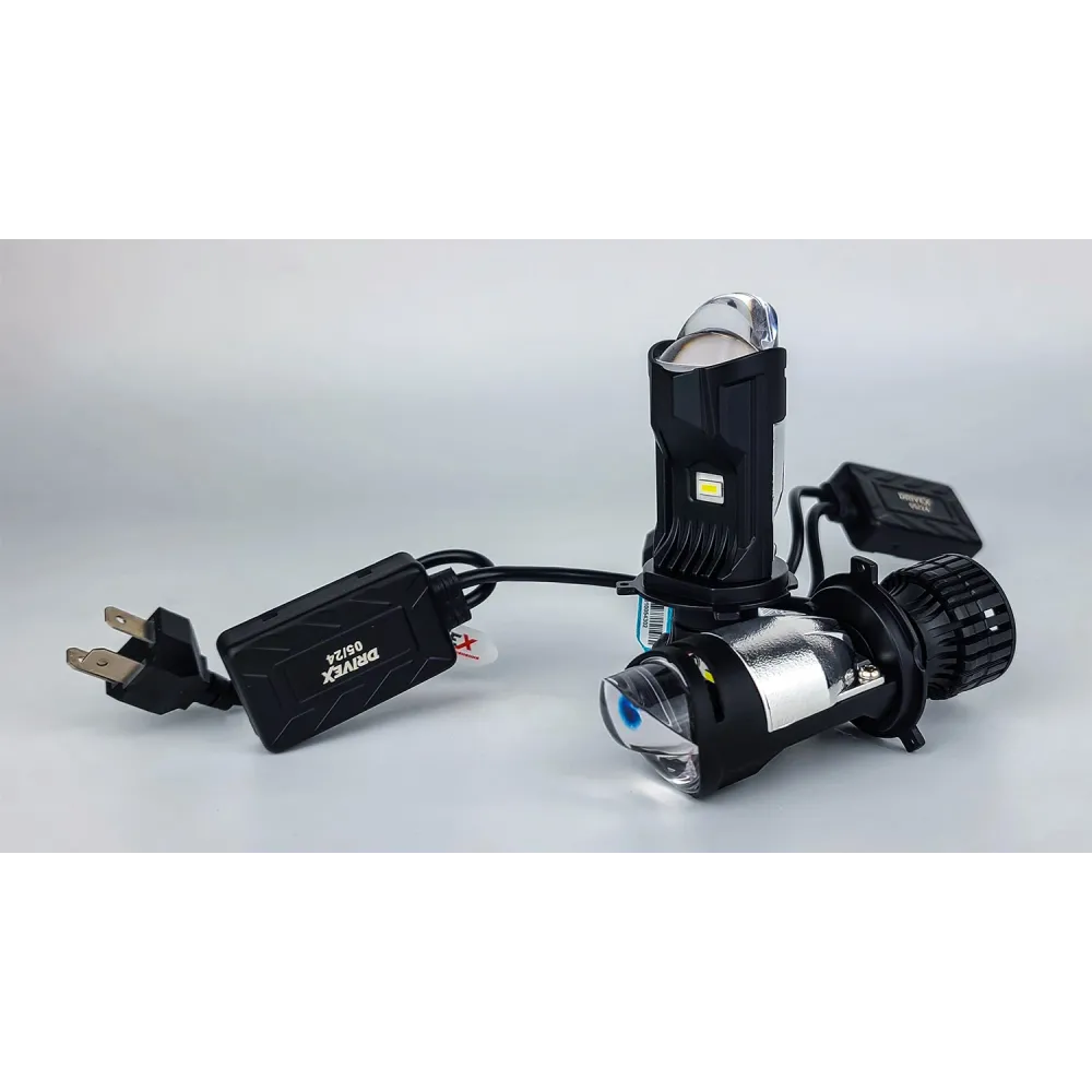 LED лампи автомобільні з лінзою DriveX LE-07 H4 H/L 6000K 55W 9-32V к-т.