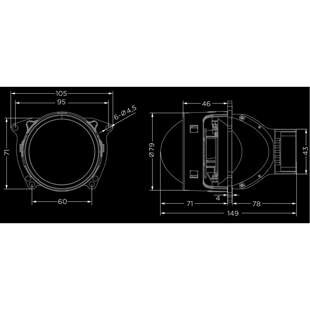 BiLED модуль основного світла DriveX BiLED Amateru 3.0" 52/70W 5500К Dual chip CAN