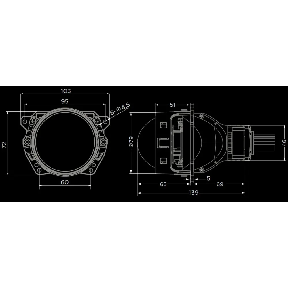 Світлодіодні лінзи у фари DriveX BiLED STM-5L 55W/65W 12V Dual-chip Lazer