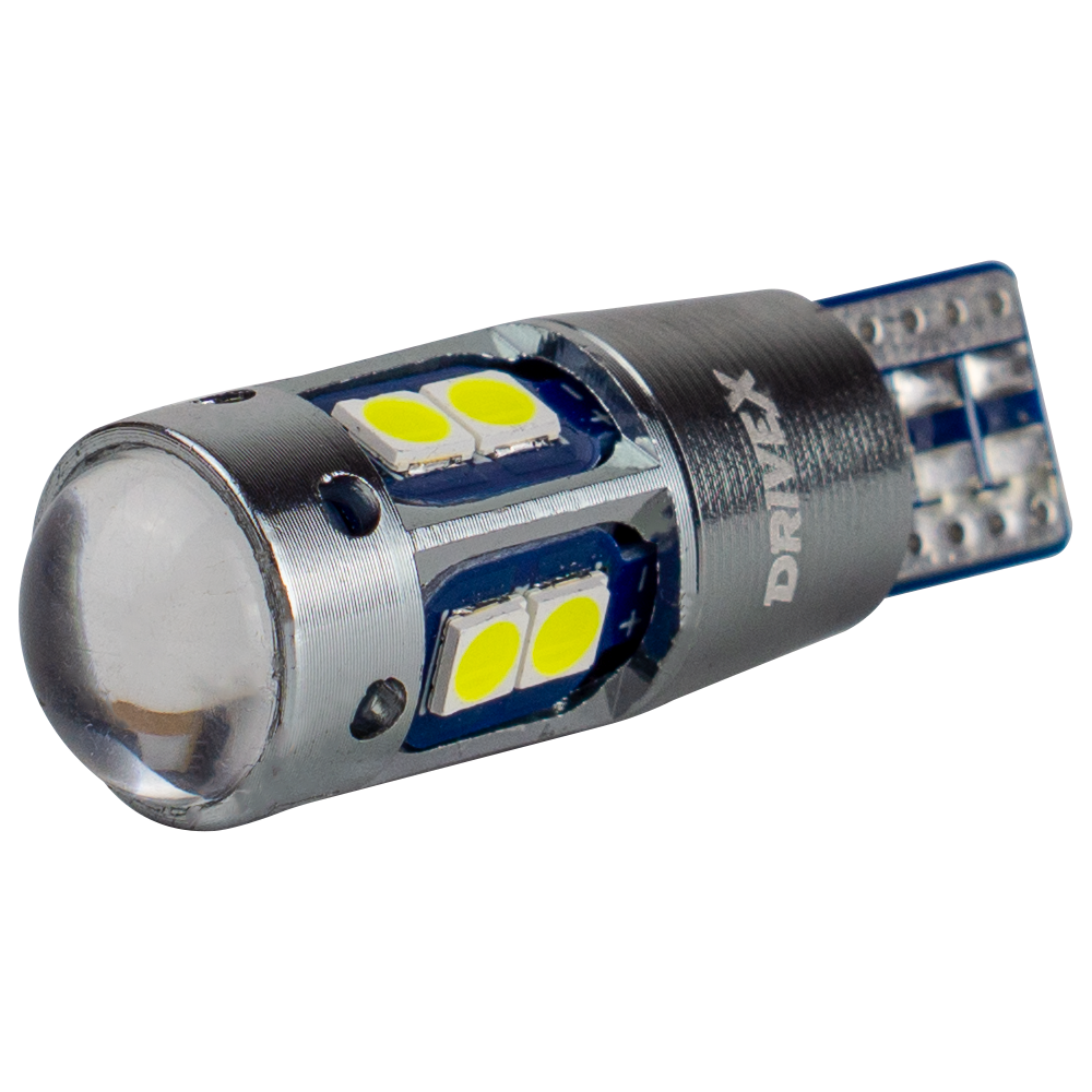 Лед лампи в габаритні вогні підсвітку номера та в салон DriveX T10-236 12-28V 2.2W 170Lm W5W base-10mm