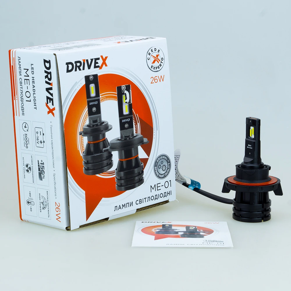 LED лампи автомобільні DriveX ME-01 H13 H/L 5000K LED 26W 9-32V