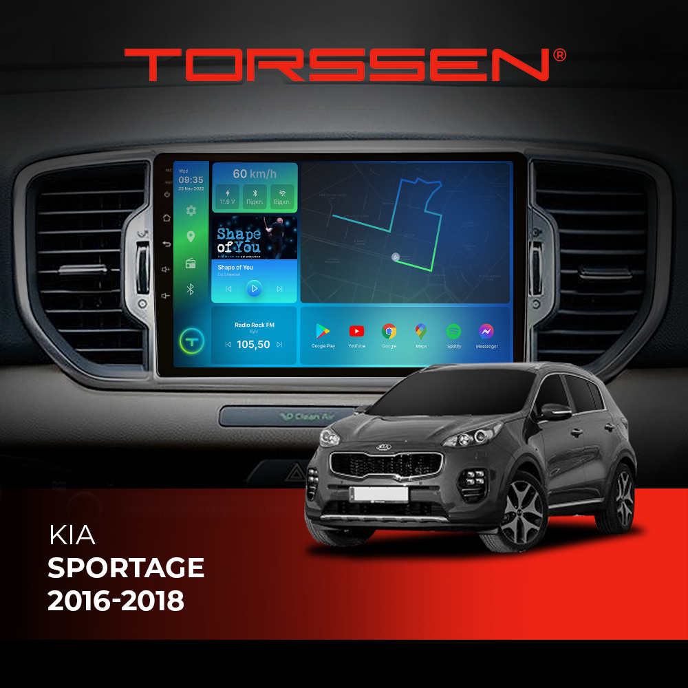 Штатна магнітола Torssen 2K Kia Sportage 2016-2018 F9432 4G Carplay DSP